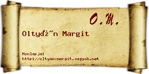 Oltyán Margit névjegykártya